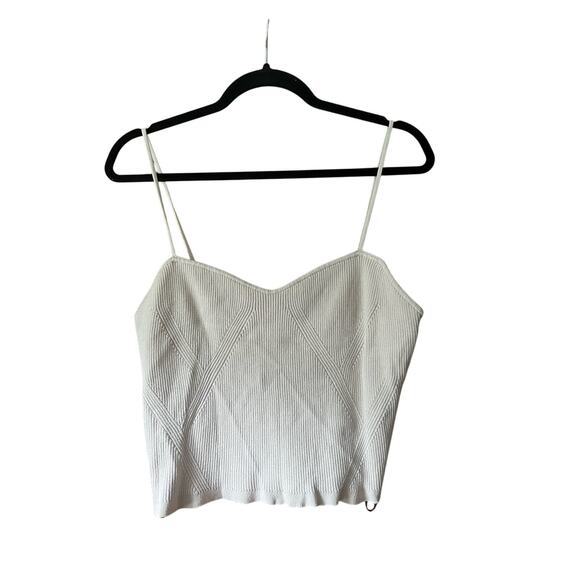 NWT H&M Women's Ribbed Knit Strappy Tank Top Sleeveless Cream Tan Size XL - Picture 1 of 10